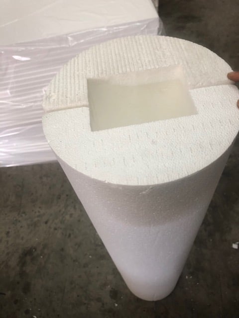 Foam column 8 inches (ca. 20 cm) in diameter 8 feet (2.44 meters) tall ( INSIDE CUTOUT 4 X 4, 4 X 6, 6 X 6, )